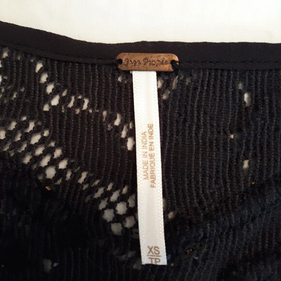 Free People Brown Beaded Lace Bodice Dress Swing Style Lined Size XS 2 - 4 - Picture 4 of 12